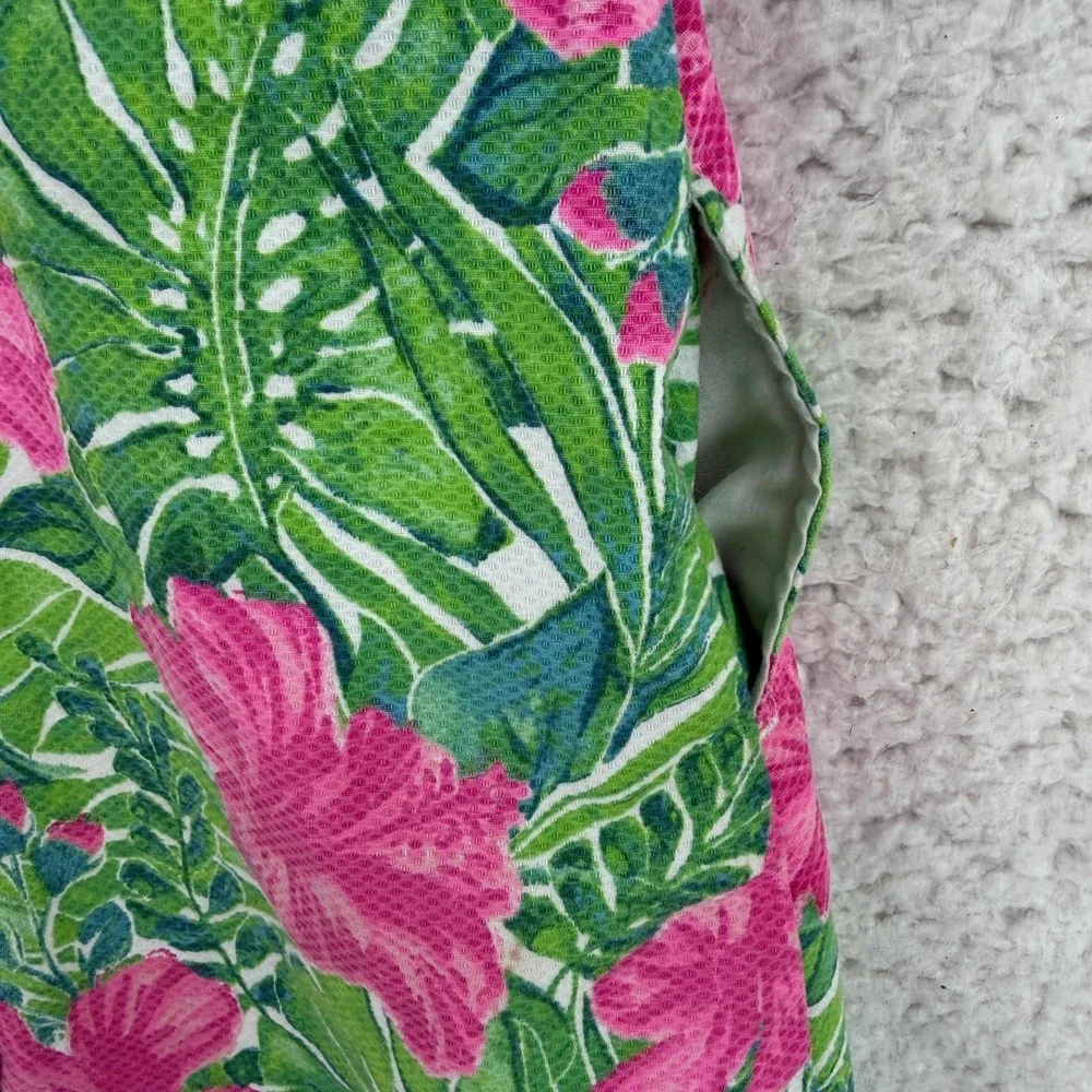 Tommy Bahama Dress Girls 4 Green Pink Floral Sleeveless A Line Hawaiian Summer